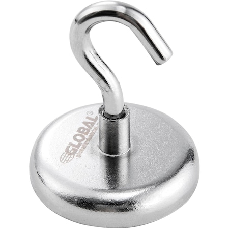 Neodymium Magnetic Hook, 40 Lbs. Pull, 6PK